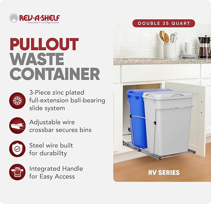 Rev-A-Shelf RV-18KD-11RC-S Double Pullout Trash Can - Image 2