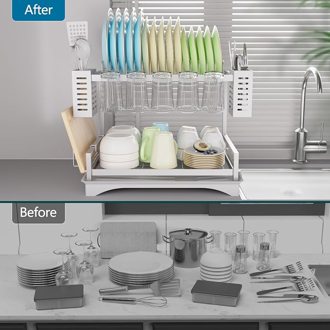 B-Land Dish Drying Rack: 2 Tier Dish Racks - Image 5