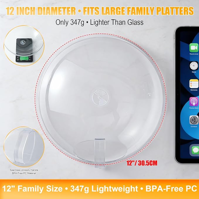 Microwave Splatter Cover for Food 12", Large Clear Microwave Splash Guard - Image 2