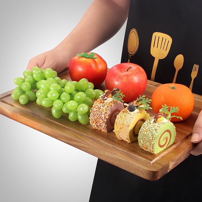 Solid Wooden Cutting Board Set of 3 Acacia Wood Charcuterie Boards Set Hardwood - Image 3