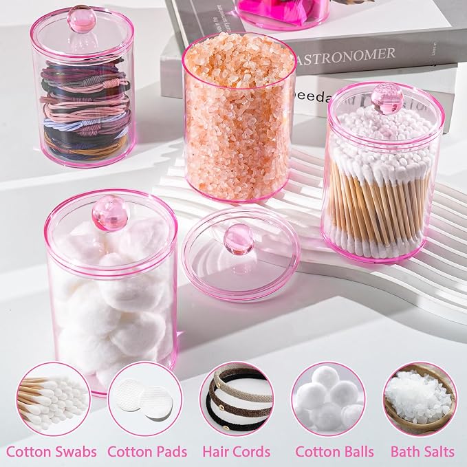 XIPENGKEJI 2 Pack Qtip Holder, Canister Apothecary Jar Set, Bathroom Jars - Image 4