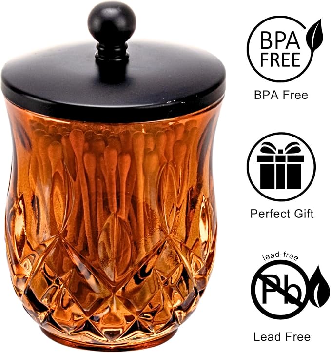 Qtip Holder, 10 Oz Amber Glass Apothecary Jars - Image 7