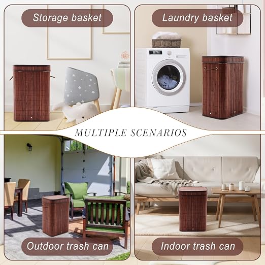 1 Pack 21 Gallon Bamboo Slim Trash Can - Image 4