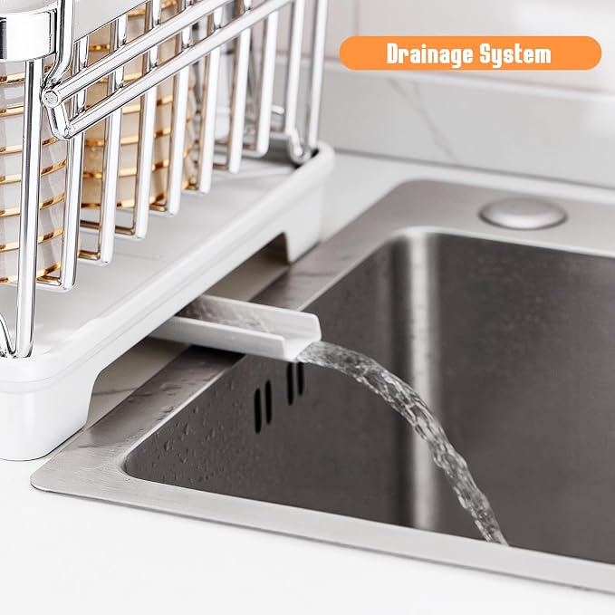 Dish Drying Rack for Kitchen Counter, Stainless Steel Dish Rack - Image 4