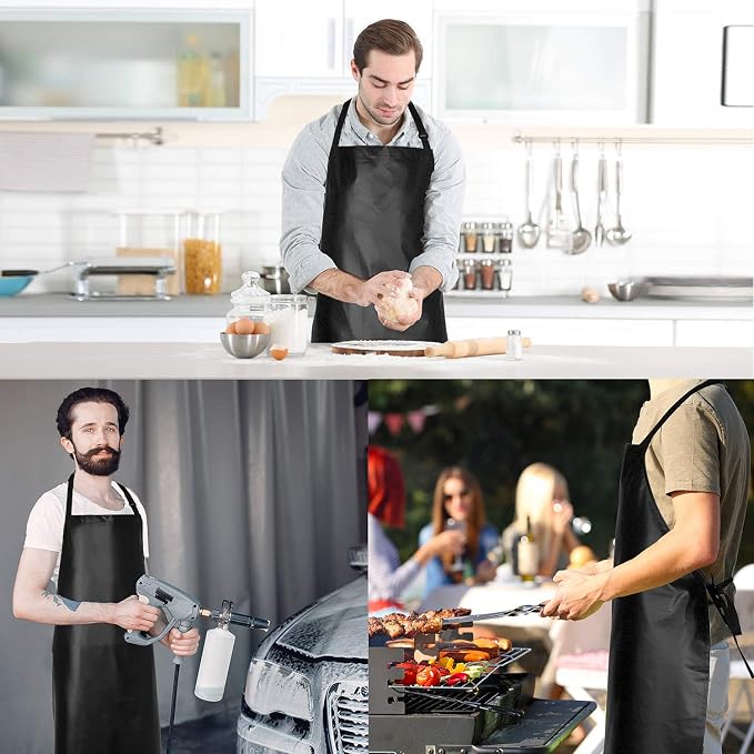 Gotega Waterproof Rubber Vinyl Apron Adjustable Dishwasher Apron - Image 4