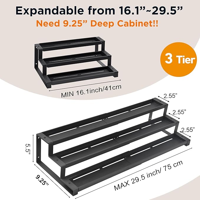 3-Tier Spice Rack Organizer for Kitchen Cabinet or Pantry, Seasoning Organizer - Image 2