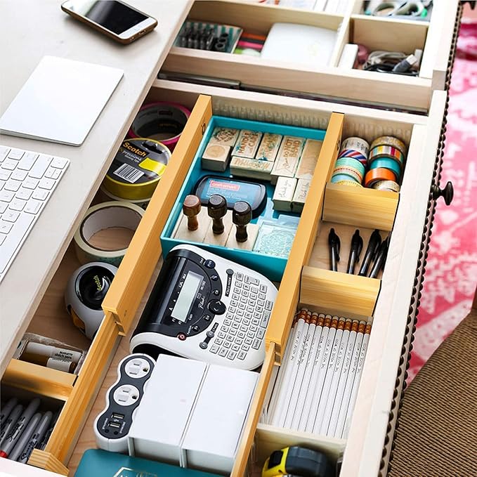 ANTOWIN Bamboo Drawer Dividers Organizers, Drawer Separators Splitter, 17-22 - Image 4