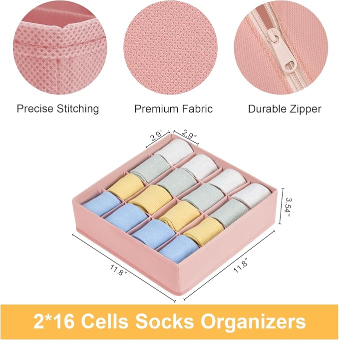 Joyoldelf Sock Drawer Organizer Divider, 16-Cell Underwear Organizers and - Image 2