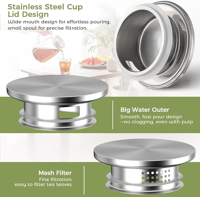 2 Pack Glass Pitcher with Lid and Handle - Image 3