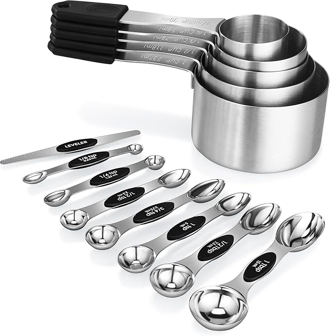 Magnetic Measuring cups and spoons Set, 5 Stainless Steel Magnetic Measuring by JIEJIE