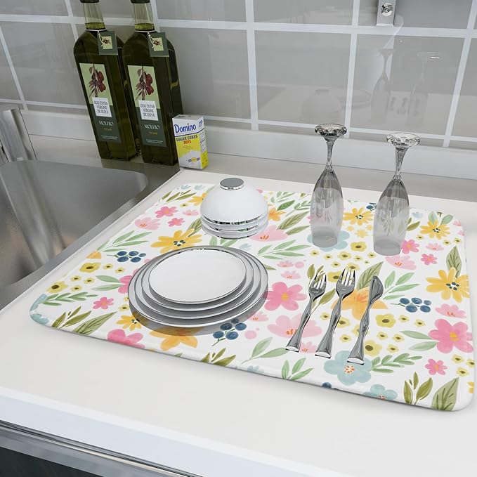 Spring Dish Drying Mat for Kitchen Counter Cute Floral Summer Holiday - Image 6