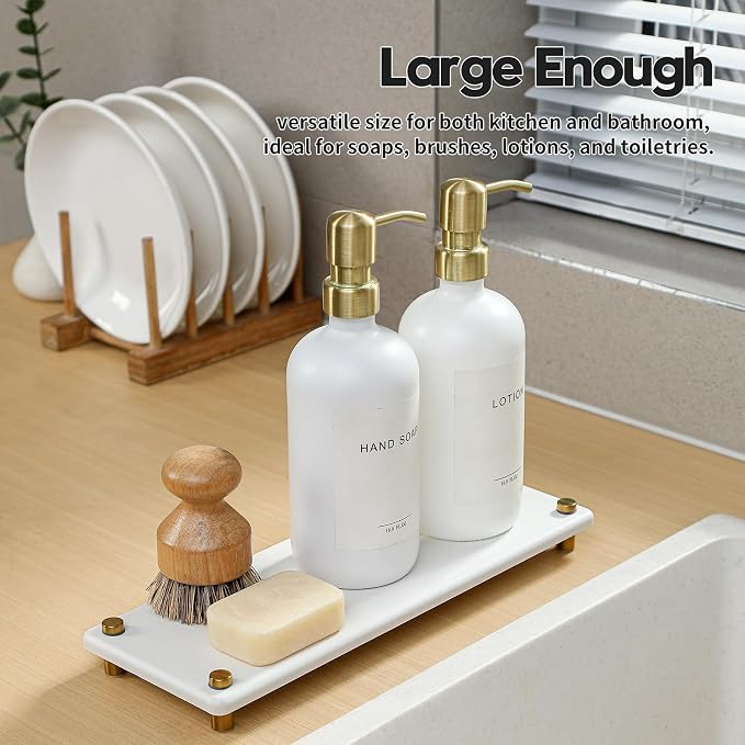 White Gold Dish Drying Rack Tray, Water Absorbing Stone Sink Caddy Kitchen Sink - Image 7
