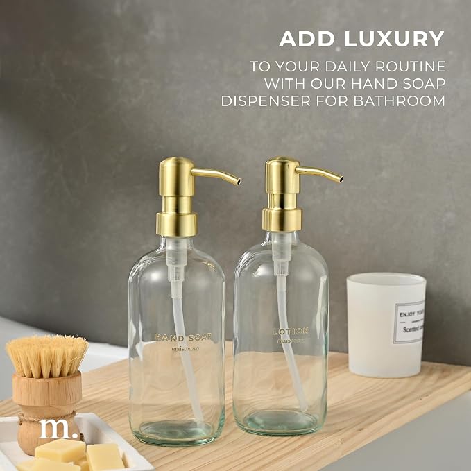 MaisoNovo Soap Dispenser 2-Piece Set | 16.9oz Clear Bottles - Image 3