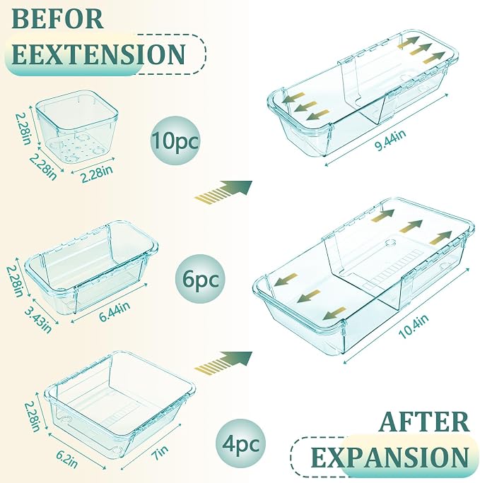 20 Pcs Clear Drawer Organizer, Adjustable Drawer Storage Box, 3-Size Desk - Image 2