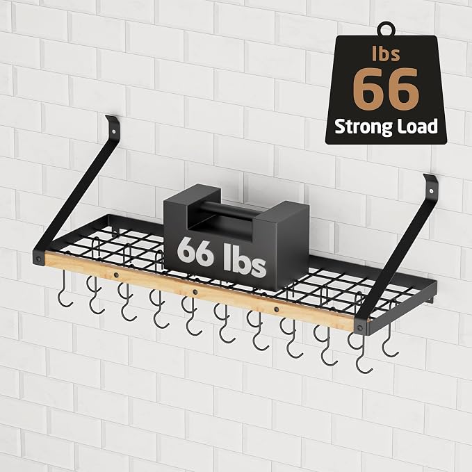 KES Pot Rack Wall Mounted 34 Inch, Pot and Pan Hanging Rack - Image 3