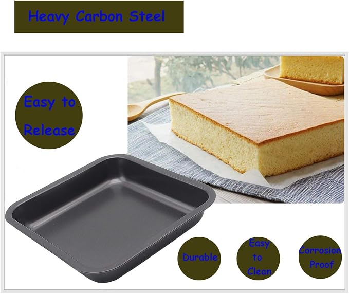 2pcs Mini Baking Pans 8 X 8 Inch Square Cake Pan Bread Pan Nonstick Heavy - Image 7