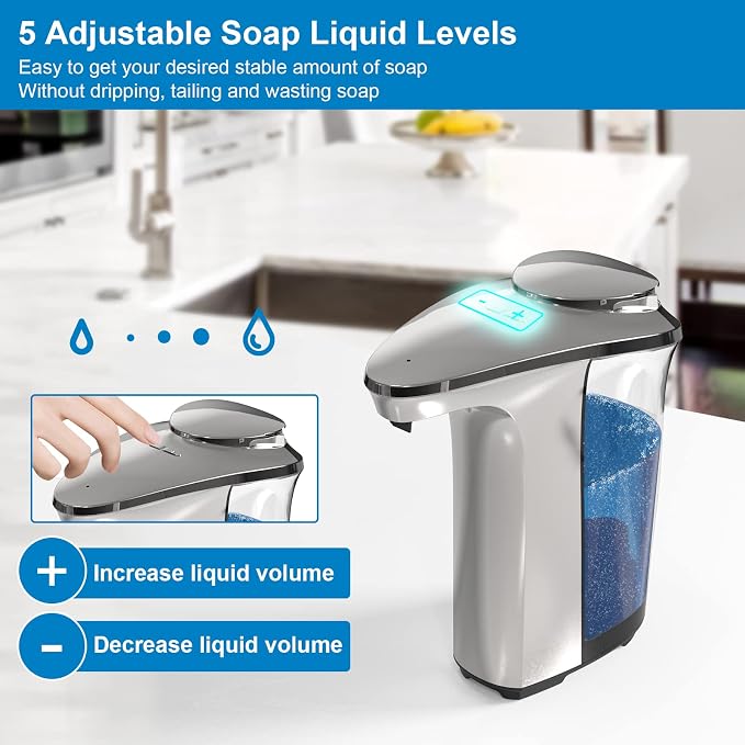 PZOTRUF Automatic Soap Dispenser, Touchless Dish Soap Dispenser 17oz/500ml - Image 4