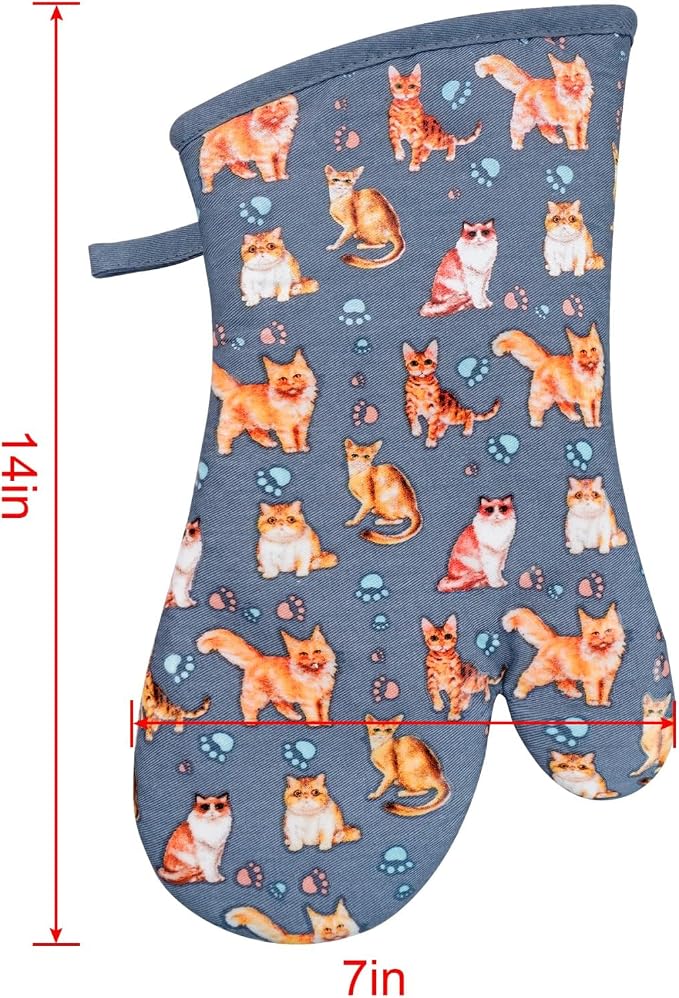 Oven Mitts Gloves 1 Pair Heat Resistant 480 ℉ Non Slip Clear Silicone Printed - Image 2