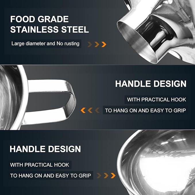 Walfos 5.5 Inch and 4 inch Stainless Steel Wide-Mouth Funnel - Image 5