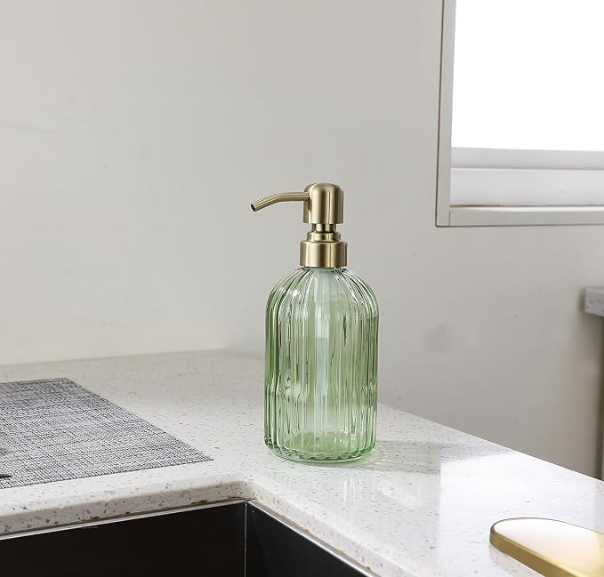 16Oz Green Glass Soap Dispenser - Image 7