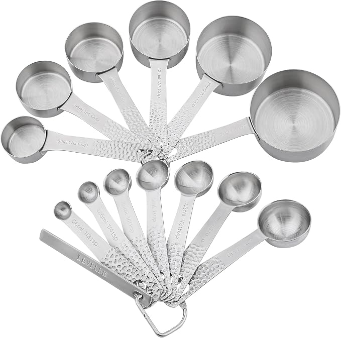 Measuring Cups and Spoons Set 14, Metric & US 18/8 Stainless Steel Measuring - Image 2