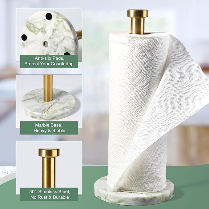 Koville Genuine Marble Paper Towel Holder Countertop, - Image 6