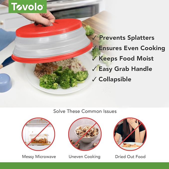 Tovolo Vented, Easy Grip, Collapsible Microwave Cover, 10.5 Inch - Image 3
