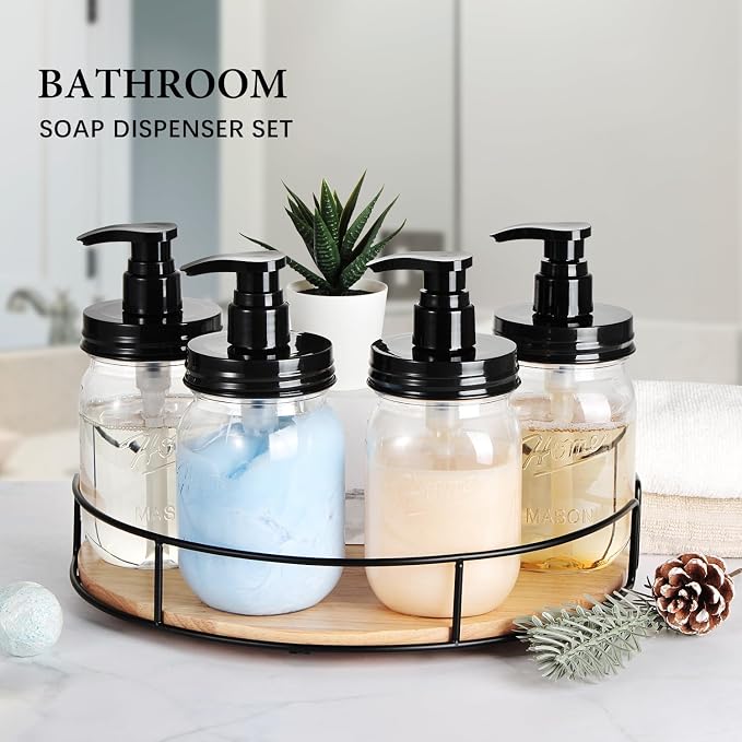 Amolliar Plastic Mason Jar Soap Dispenser - Image 4