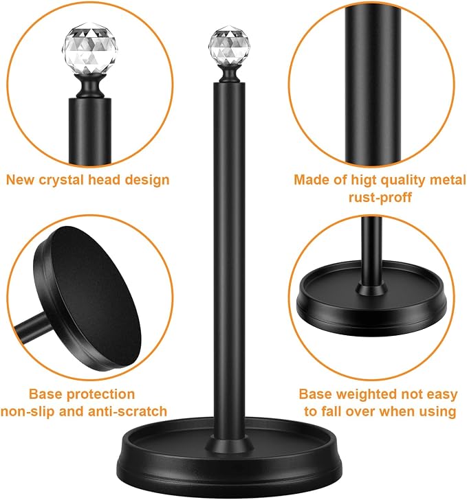 KASUNTO Paper Towel Holder, Steel Paper Towel Holder Countertop - Image 3