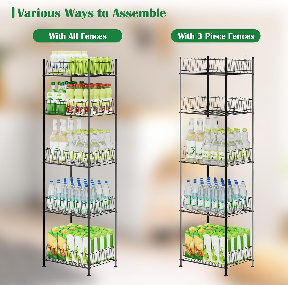 5 Tier Water Bottle Storage Rack Freestanding Metal Water Bottle