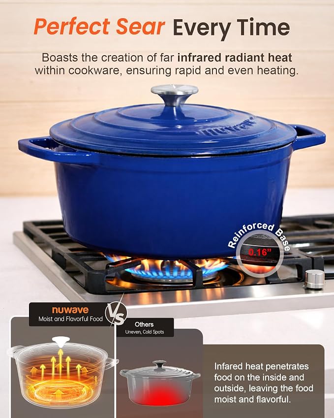 Nuwave 6QT Healthy Enameled Cast Iron Dutch Oven Pot - Image 3
