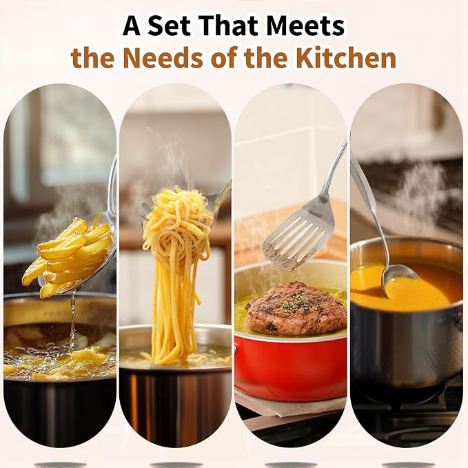 Newness 4 Pcs Cooking Utensils Set, 304 Stainless Steel Kitchen Utensils Set - Image 7