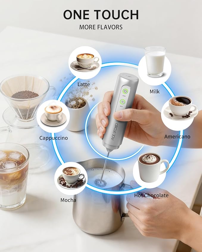 CIRCLE JOY Rechargeable 2-Speed Handheld Milk Frother - Image 6