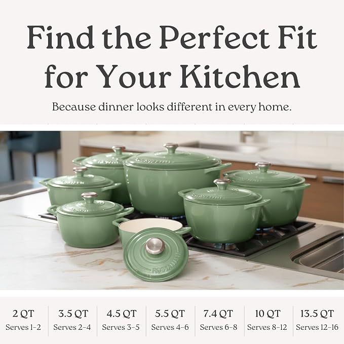 ROSSALLINI Signature Enameled Cast Iron Dutch Oven, Non-Stick Serving Pot - Image 9