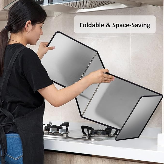 4 Sided Foldable Splatter Guard, Stainless Steel Grease Splatter Screen - Image 4