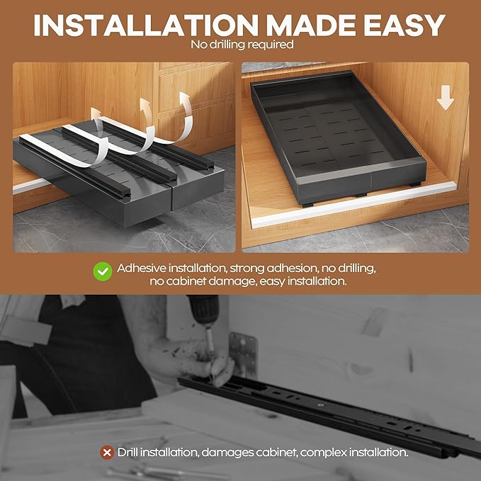Seinloes 4 Pack Expandable Width Pull Out Cabinet Organizer 21" Deep - Image 7