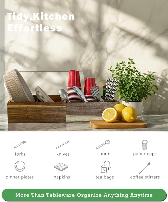 Acacia Wood Utensil Holder for Party - Image 2