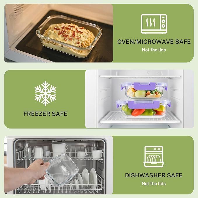 HOMBERKING 8 Pack Glass Food Storage Containers - Image 4