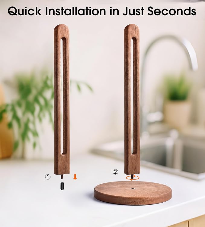KitchLife Acacia Wooden Paper Towel Holder Countertop, Fits Jumbo Rolls - Image 4
