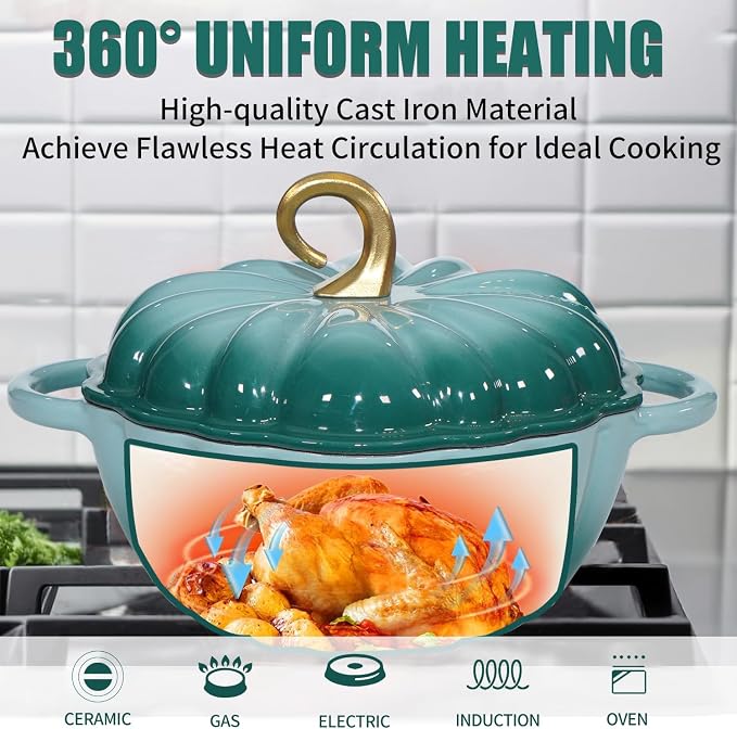 Pumpkin Enameled Cast Iron Dutch Oven - Image 3