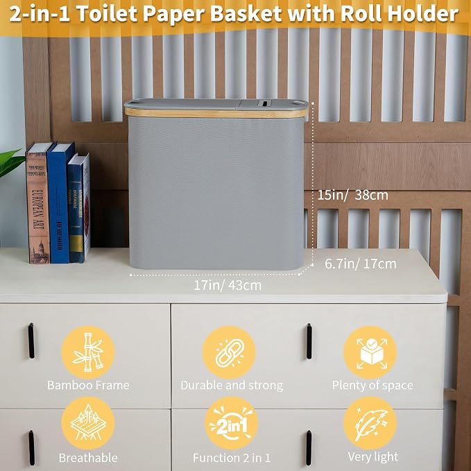 efluky Toilet Paper Storage and Holder 2 in 1, Toilet Paper Storage - Image 2