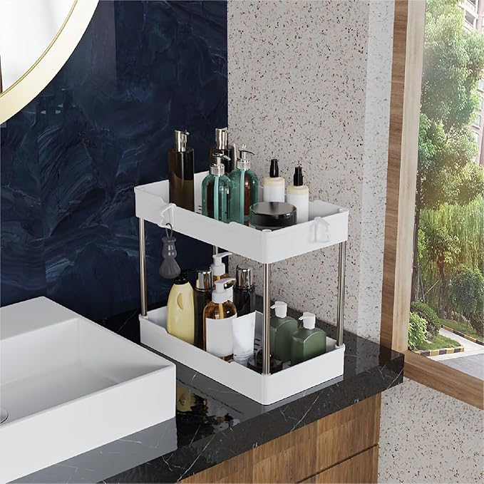 3 Pack Under Sink Organizers and Storage, 2 Tier Bathroom Cabinet Organizer - Image 5