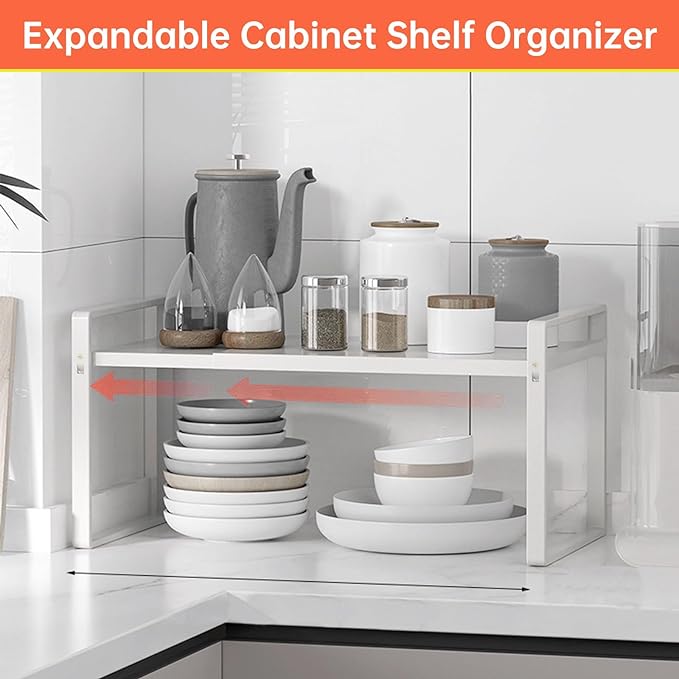 Expandable Cabinet Organizer 14"~25", Kitchen Shelf Organizer Spice Rack 11” - Image 6