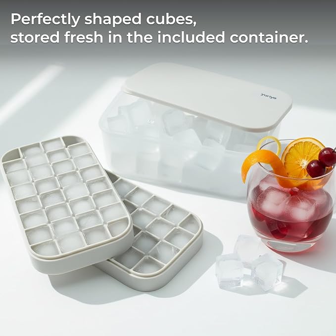 Ice Cube Tray Set with Lid & Bin, 2 Silicone Trays, Easy-Release, Leak-Proof - Image 3