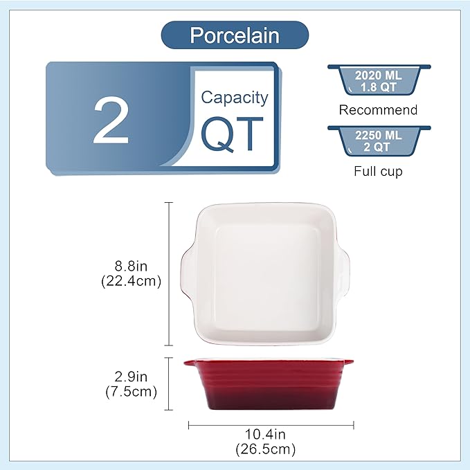 LOVECASA 8x8 inch Baking Pan, 2 Quart Square Cake Pan Baking Dish - Image 2