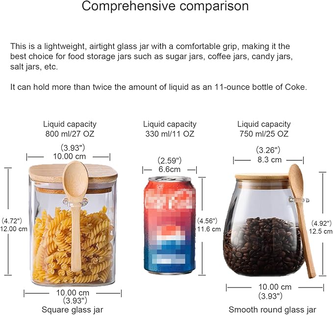 CNWSGEM Sugar Bowls Sugar Container 25.36 FL OZ Glass Coffee Canister Airtight - Image 2
