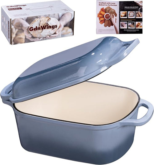 4.6 Quart Dutch Oven for Sourdough Bread Baking, Combo Oval Enameled Cast Iron by GdWings