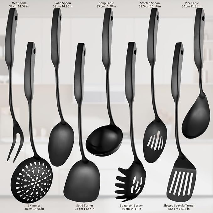 9PCS Silverware Set for 304 Stainless Steel Kitchen Utensils Set Cooking - Image 2