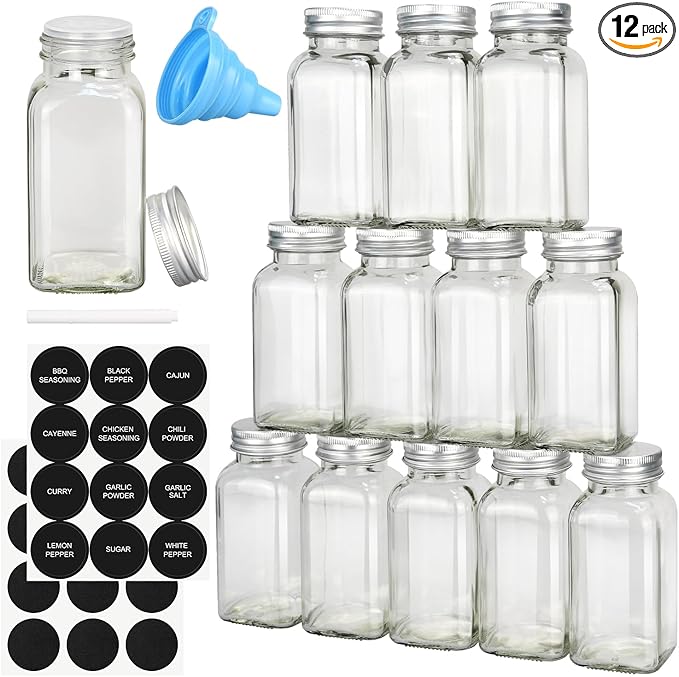 DkOvn 12pcs Glass Spice Jars by DkOvn