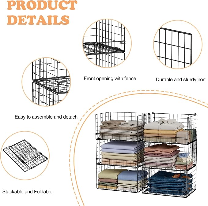 Yociyoga 6-Tier Stackable Closet Organizers and Storage Shelves, Closet Shelf - Image 5
